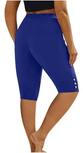 3/4 Leggings Damen Sommer Sport Jogginghose High Waist Sporthose Baumwolle Blickdicht Yoga Hose Kurze Einfarbig Sportleggins Geradem Bein Cordhose Mode Jogginghosen Gestreifte Outdoorhose