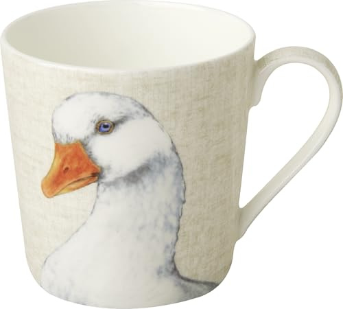 IHR - BOJ 1072760 - Kaffee Becher, Farm Goose, Gans, Porzellan, Bone China, 9cm x 9cm, spülmaschinen- und mikrowellengeeignet, 350ml