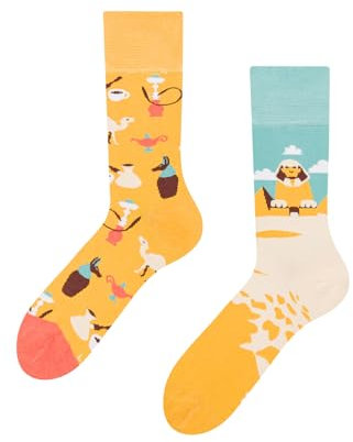 Dedoles Socken Unisex Damen Herren & Kinder Baumwolle viele lustige Designs Fussball Fahrrad Pferde Geschenk links rechts verschieden, Farbe: Gelb, Motiv: Ägypten, Gr. 39-42