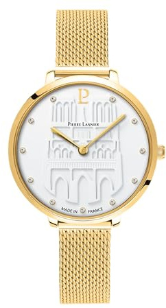 Pierre Lannier - Armbanduhr Coeur Battant - Quartz Uhrwerk - Gehäusedicke: 6.8 mm - Gehäusebreite: 33 mm - Edelstahl - Blanc - 5 ATM