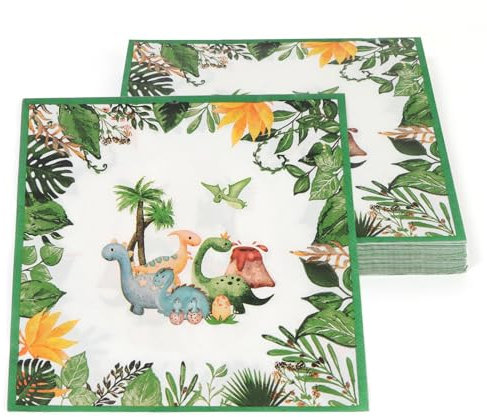 PARTY GO 40Pcs Dinosaurier-Muster Servietten Geburtstag Kinder Dinosaurier Party Dekoration 33 * 33CM