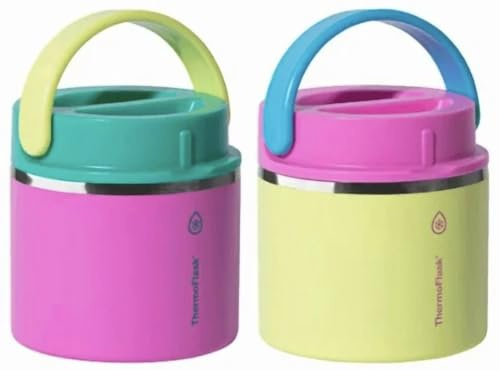 Thermoflask Isolierte Lebensmitteldose, 590 ml, 2er-Pack, Rosa und Blau, heiß 12 Stunden kalt 24 Stunden (Rosa und Gelb)