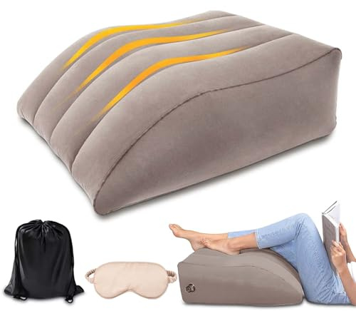 panemy Aufblasbares Venenkissen Beinhochlagerungskissen mit Schlafmaske & Tasche, Beinkissen Keilkissen zur Entlastung der Beine, besseren Durchblutung, Schlaf, Schwangerschaft & Erholung