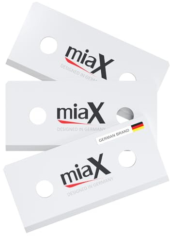 miaX Lot de 3 Lames Céramique pour Grattoir Vitrocéramique 2.0 | 3 lames céramique, résidus de colle, lavables au lave-vaisselle, inoxydables, compatibles Grattoir Vitrocéramique 2.0