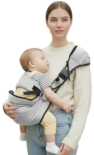 Babytragetuch Kleinkind Trage Seitlich Babytrage Seitlich Verstellbare Schulter Babytrage Multifunktionale Tragegurt Baby von 0 bis 36 Monaten Kleinkinder (Gray)
