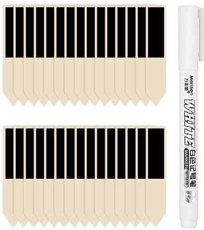 Pflanzenschilder zum Beschriften Wetterfest, Pflanzschilder für Draussen Wetterfest mit Stift, Pflanzenschilder Holz Lang Schwarz, Pflanzenschilder für Kräuter Gemüse Garten Balkon 30 Stück Set