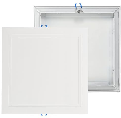 sourcing map Square Ceiling Cover Plate,for Ceiling or Wall 8x8 in Openings | Recessed Lights Hole Trim Plate, Wall Hole Spring Mount Decorative Flat Cap Access Panel, Matte White