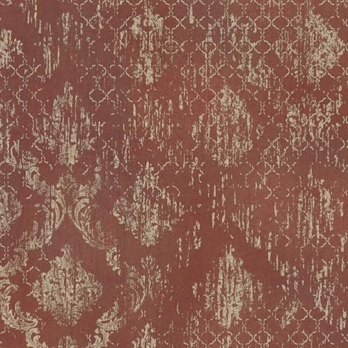 Profhome Barock Tapete 786723-GU heißgeprägte Vliestapete rot gold 0,53 m x 10,05 m = 5,33 m2