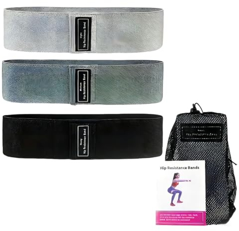 YIPFEN Amonax 3 Bande Elastique Musculation en Tissu pour Jambes et Squat Bande de Resistance Fitness Femme et Homme Noir Gris