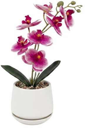 G.blümt Orchidee künstlich im Topf, kleine Schmetterlingsorchidee wie echt, Künstliche Pflanze Phalaenopsis Tischdeko Badezimmer (Rosa)