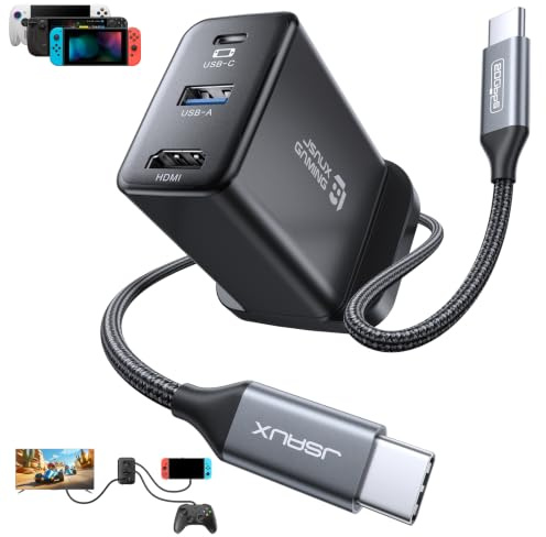 JSAUX 65W Switch Dock with 4K@120Hz HDMI, 65W PD Fast Charging, USB A Port | USB C TV Docking Station Compatible with Switch/Steam Deck/ROG Ally/Samsung/iPad/MacBook and More - OmniCentro Charger Dock
