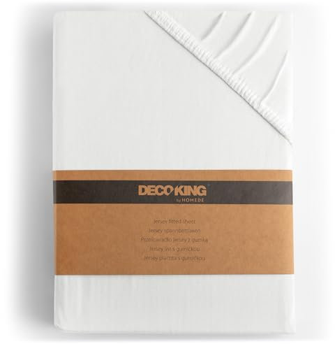 DecoKing Spannbettlaken 180x200 200x200 cm 100% Gekämmte Baumwolle Weiß Spannbetttücher Jersey Weich Spannbetttuch Bettlaken für Boxspringbett 180x200cm - 200x200cm Amber