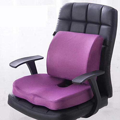 KongEU Memory Foam Seat Cushions And Lumbar Support Provides Relief For Lower Back Pain Sciatica Tailbone Coccyx Orthopedic Seat Pillow Purple