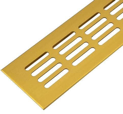 Gedotec Lüftungsgitter eckig aus Aluminium | 1 Stück Abluft-Gitter Messing eloxiert 600 x 60 mm | Tür-Gitter Alu für Innen und Außen | Belüftungsgitter eckig zum Verschrauben | Abluftgitter