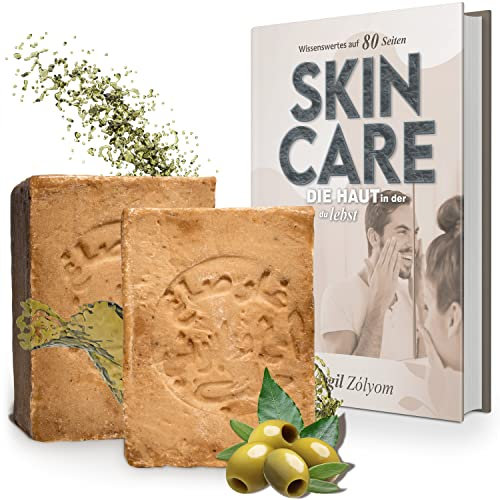 tom&pat Aleppo Seife Original (20% Lorbeer, 80% Olivenöl) - Dermatest: Sehr gut, Olivenölseife als Haarseife, Duschseife, Handseife, inklusive eBook: Skincare Tools (2 x 200 g)