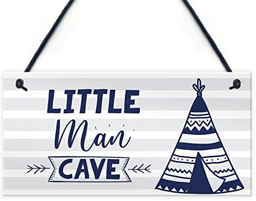 RED OCEAN Little Man Cave Sign For Boys Bedroom, Bedroom Wall Art, Boys Bedroom Door Sign