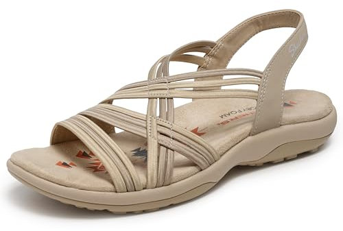 Skechers Women's Reggae Slim-Simply Stretch Sport Sandal, Natural Grey, 4 UK