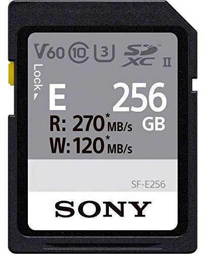 Sony 256GB SF-E Series UHS-II U3 V60 SDXC Digital Memory Card - Read 270MB/S Write 120MB/S SFE256