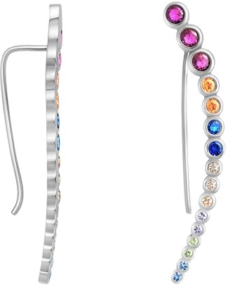 SOFIA MILANI - Damen Ohrringe 925 Silber - mit Zirkonia Steinen - Kreise Ohrkletterer - 20810