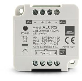 DIMMER PER STRISCIE A LED MONOCOLORE 10A COMANDO A PULSANTE ALPHA ELETTRONICA ALC022
