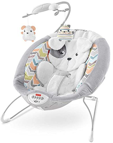 Fisher-Price GWD50 - Deluxe Wippe im Hundebaby Design – Wippe mit beruhigenden Schwingungen für Neugeborene und Babys