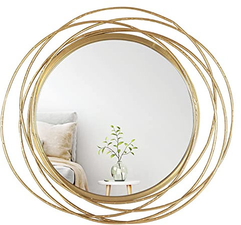 Mirrorize IMP8450 Wandspiegel, rund, 51 cm, goldfarben, runder Spiegel, kreisgerahmter Badezimmer-Schminkspiegel, Wandspiegel für Wohnzimmer, Flur, Schlafzimmer, Make-up-Spiegel, 51 cm Durchmesser