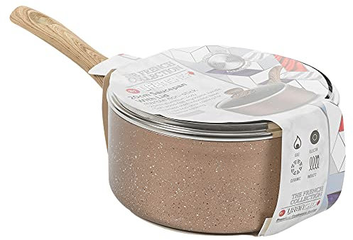 Juego de ollas de cocina de cerámica de color oro rosa para inducción (cazuela de 20 cm)