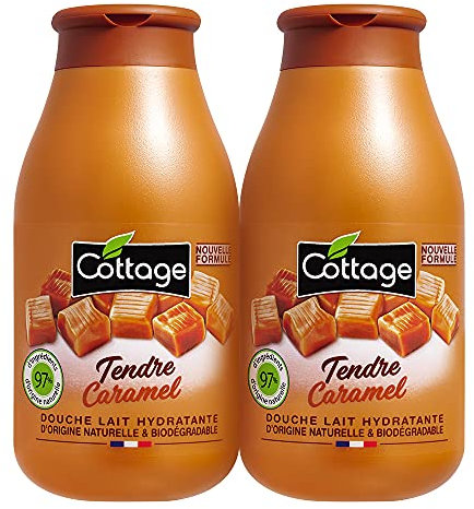 Cottage Douche Lait Hydratante Tendre Caramel 97% d'Ingrédients d'Origine Naturelle 2x250ml (500 ml)