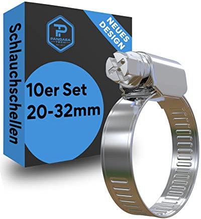 Pangaea Tech Lot de 10 colliers de serrage en acier inoxydable 20-32 mm – Qualité professionnelle selon DIN 3017 (W2) – Lot de colliers de serrage pour piscine, étang et jardin