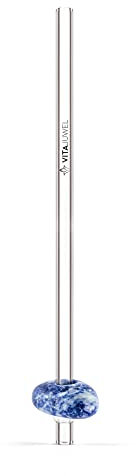 VitaJuwel Crystal Straw | Sodalite - Eco-Friendly Resuable Glass Straw with Genuine Gemstone with Carry Case and Cleaning Brush