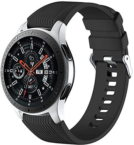 Mastten 22mm Silikon Armband kompatibel mit Samsung Galaxy Watch 3 45mm/Galaxy Watch 46mm/für Huawei Watch GT2 46mm, Weiches Silikon Sport Armbänder Ersatzbänder für Männer Frauen, Schwarz