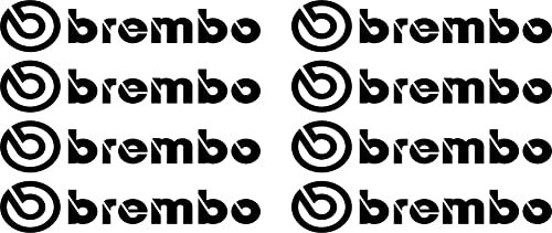 Hitzebeständige Bremssattel Aufkleber passend für Brembo, 8 Stück - Performance Tuning Auto Sticker, JDM Style, Weiß oder Schwarz, 80×16 mm - Optimale Fahrzeugpersonalisierung (Schwarz)