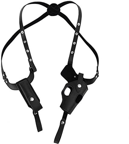Schulterholster, Vertikales Pistolenholster Rindsleder, Einstellbar Schulterholster mit Magazintasche Pistole für Verdeckter Transport für 1911 92 96 G45,43 (Schwarz)