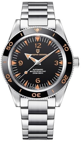 Pagani Design Uhren Herren Edelstahl Automatik Selbstaufzug Mechanische Uhr Klassisch Retro Saphir Spiegel 202m Wasserdicht Business Sport Armbanduhren