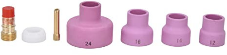 Pwshymi 7 Pièces Accessoire de Soudage TIG, Buse en Céramique Collet de Lentille de Gaz Joint de Tasse pour WP17/18/26 TIG Kit de Lentille de Gaz
