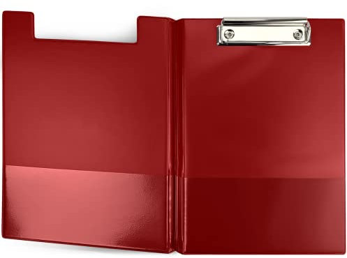 Netuno 1 Stück Klemmbrettmappe A5 Dunkelrot mit Deckel und Metallclip Schreibplatte aus Hartkunststoff Dokumentenhalter Schreibunterlage Clipboard Mappe mit Bügelklemme