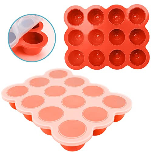 Baby Food Storage Container,Silicone Baby Food Freezer Tray with Lid, Food Grade Silicone,Perfect Food Container for Homemade Baby Food,Fruit Purees&Vegetables,and Breast Milk(Orange)