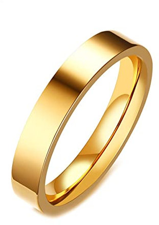 Gualiy Verlobungsring für Frauen, Herren-Ringe Edelstahl Pinky Ring Breit 4mm Gold Ring Größe 52 (16.6)