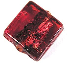 Burgundy Clear Square Glass Bead 1.2 x 1.2 x 0.5 cm 500 g 235u. Approx.