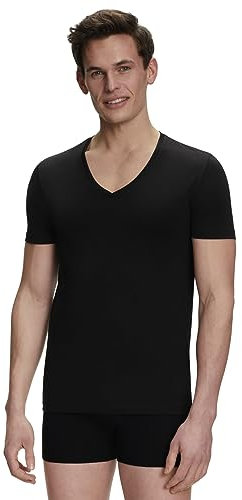 FALKE Herren Unterwäsche Daily Comfort Multipack Deep V Neck M S/s Ts Baumwolle atmungsaktiv 2 Stück, Schwarz Black 3000, S