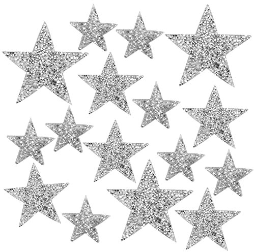 Hyakoz 16 Stück Bügelbilder Aufbügler Strass Bügelbilder Glitzer Applikation Zum Aufbügeln Patches Aufnäher für Kleidung, Jeans, Jacken, Hüte, Schuhe, DIY, 8/6/4 cm