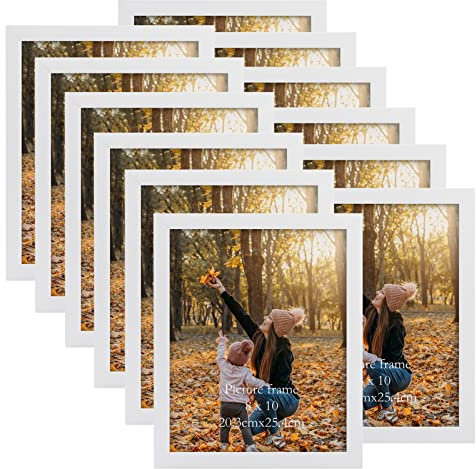 EXYGLO 12er Set Bilderrahmen 20x25 cm, Weiße Fotorahmen Collage für 25x20 cm Fotos und Bilder, Modern Rahmen Leicht und Dünn - Wand- oder Tischaufsteller