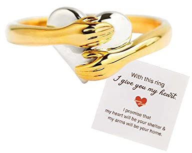 QKEPCY Umarmungsringe für Frauen Geburtsstein Hug Ringe Eheringe Verlobungsring Damen Versprechen Ring Schmuck Geburtstags Geschenk für Damen Frauen Mädchen (SIZE 10)