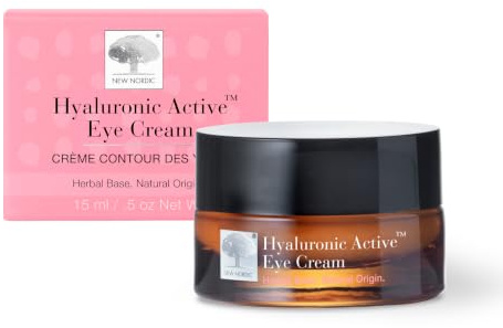 New Nordic Hyaluronic Active Eye Cream Anti-Wrinkle Jojoba & Vitamin E 15ml | Fine molecular, sea buckthorn, B-complex, fragrance-free, rehydrates & soothes, reduces fine lines & puffiness, all skin type