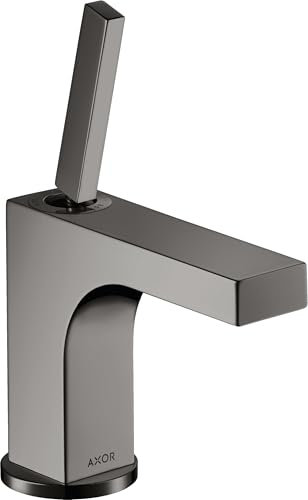hansgrohe AXOR Citterio Einhebel-Waschtischmischer 90, Zugstangen-Ablaufgarnitur, für Handwaschbecken, 39035330, Farbe: Polished Black Chrome