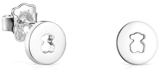 TOUS Aretes de Plata de Primera Ley para Mujer, con Motivo de Oso Calado de 0,8cm, Versátiles y Atemporales, Colección Glory, 0,8 cm, Plata de ley, No aplicable