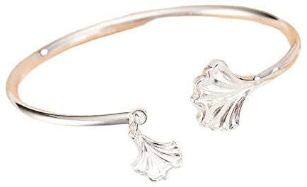 BACSEAZH Damen-Armreif, Zarter Ginkgo-Biloba-Manschettenarmreif Für Frauen, Verstellbarer Manschettenarmreif Für Mutter, Frau, Valentinstag, Muttertag, Schmuckgeschenk, Verstellbar
