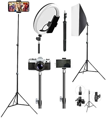 JMARY MT-75 Ring Light Tripod Stand 7ft Imported For Lighting Softbox Umbrella Camera - Holds upto 5kg - Good for TIKTOK Live Videos Instagram Reels - 2.1 meter