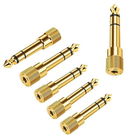 GAOHOU 5 adattatori per cuffie da piccolo a grande da 3,5 mm a 6,35 mm 1/4 di pollice jack adattatore audio per amplificatore cuffie Plug and Play