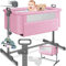 KESSER® Zustellbett Hubi 3in1 Baby Beistellbett Reisebett Babybett mit weich Matratze, mit Rollen Kinderbett, 5-Fach Höhenverstellung, Faltbare Seitenwand für Zuhause und Unterwegs, Rosa